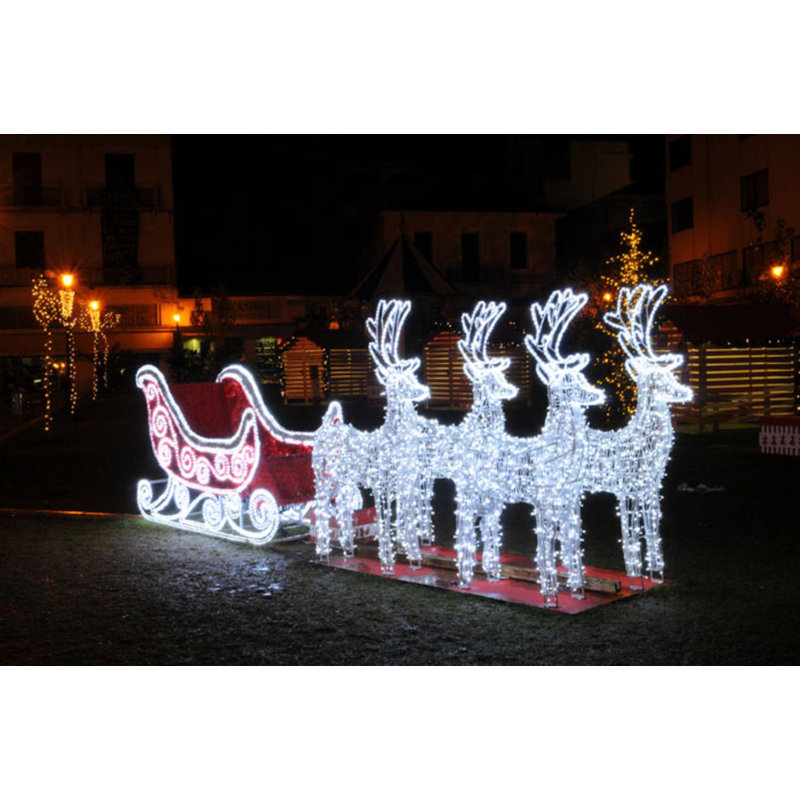 The Holiday Aisle 4 Piece Commercial Reindeer and Sleigh Christmas Yard